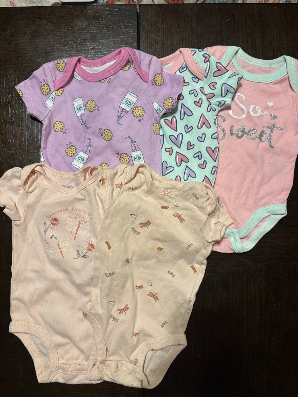 NWOT Set of 5 baby girl onesies